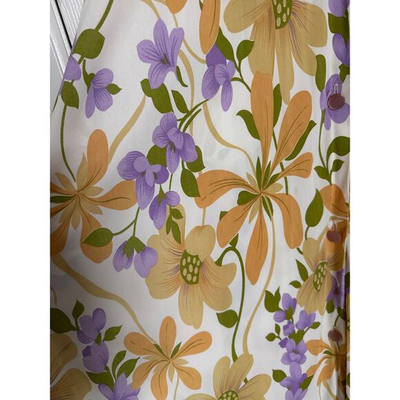 American Vintage unbranded 70's yellow Floral Maxi button down Dress medium - Picture 10 of 16